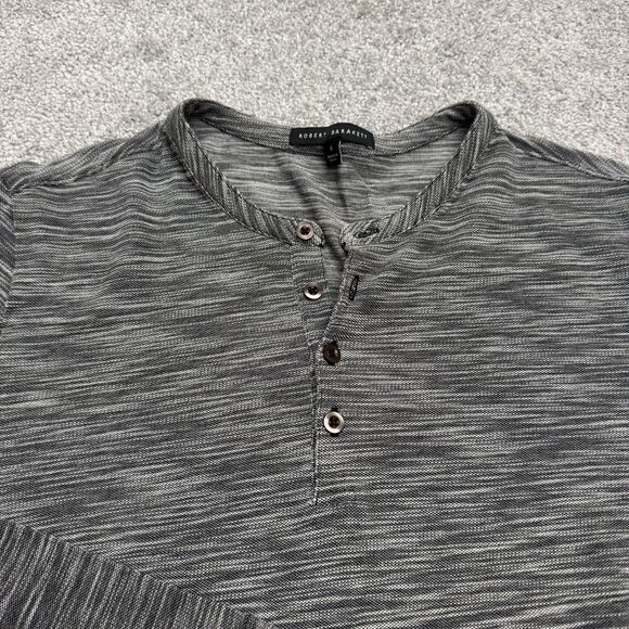 Robert Barakett Henley Long Sleeve Shirt Mens Small Gray Pima Cotton Textured - Picture 3 of 11
